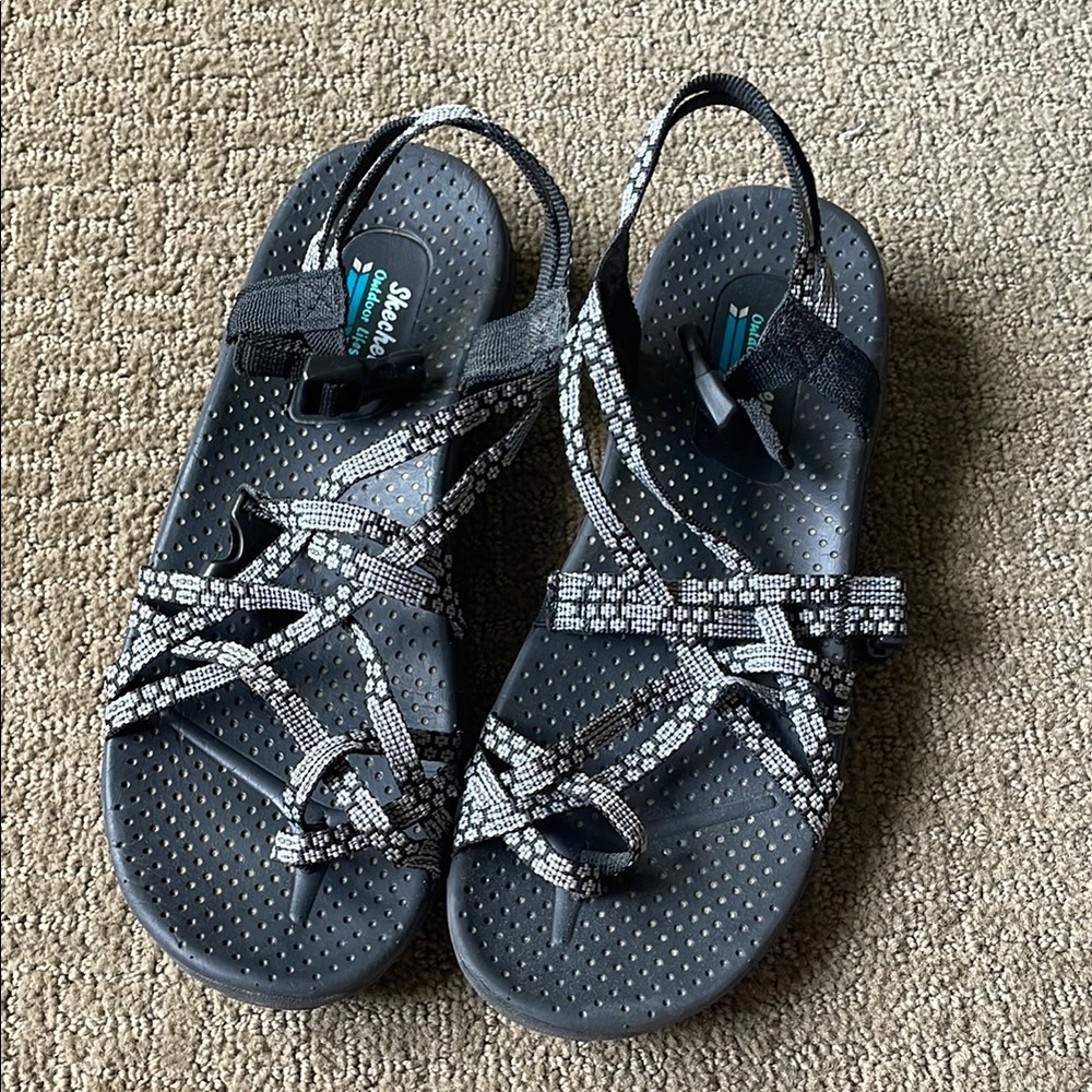 Skechers Black and Gray Outdoor Sandals